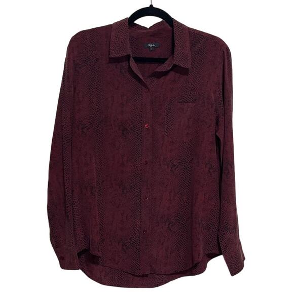 Rails Silk Red Python Button Down Top Blouse L - Picture 2 of 6